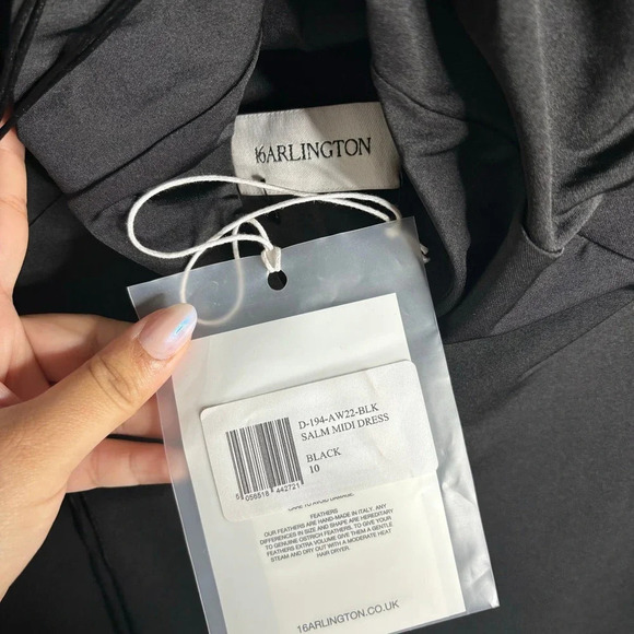 16Arlington Salm Off The Shoulder Midi Dress Black Size 10 NWT - Picture 9 of 9